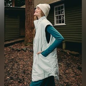 FP MOVEMENT Slalom Reversible Fleece Vest Mint Green & Heather Gray NWT